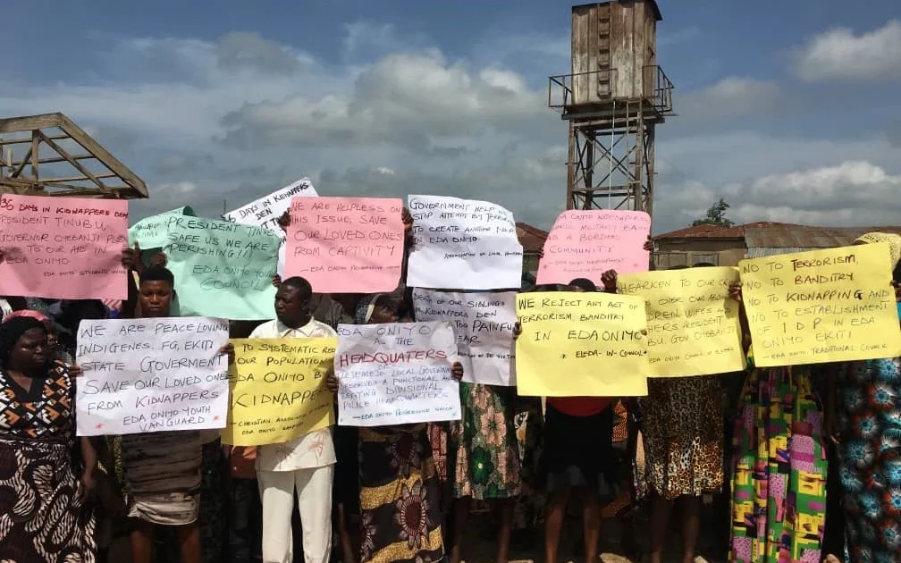 Ekiti community protests as kidnappers hold 16 church members