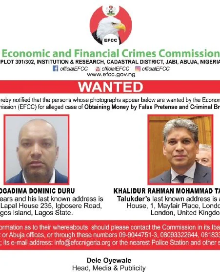 EFCC seeks three suspects for fraud in Nigeria and UK